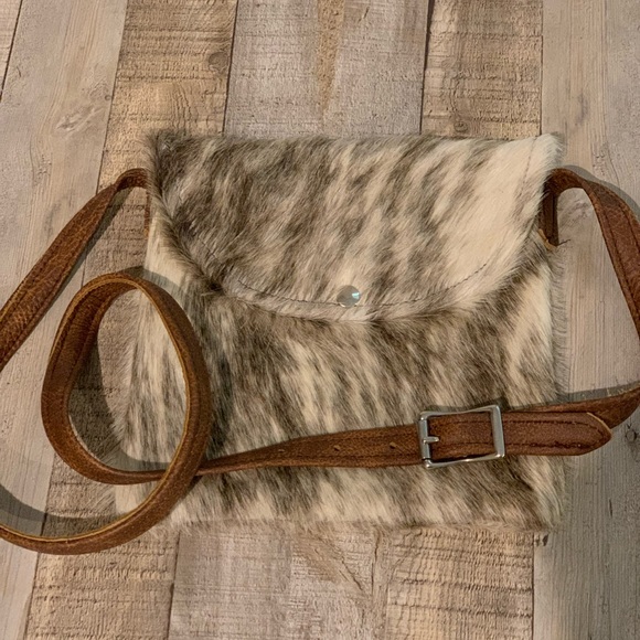 Wild Goose Dark Brown and Cream Hair on Hide Crossbody - Picture 5 of 6